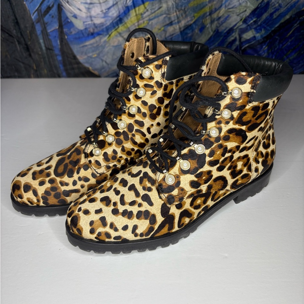 New Jack Rogers Leopard Print Peyton Pearl Boots Size 7.5